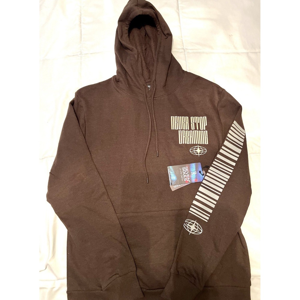 Seven Souls Never Stop Dreaming Graphic Brown Hoodie Men's Size M Pullover
